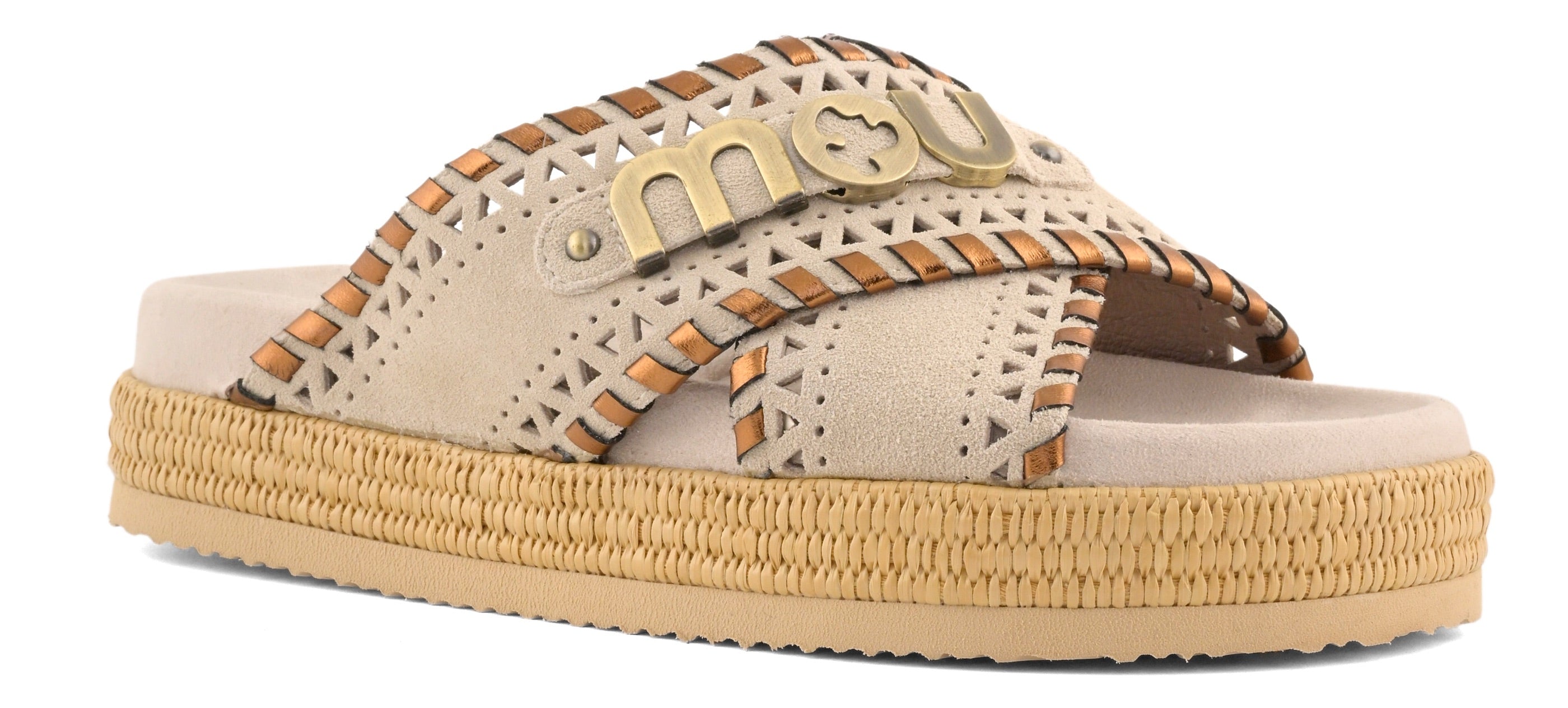 Mou SW451013A Criss Cross sandalo donna suede chalk