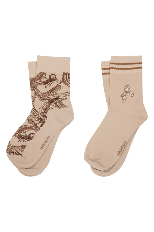 Karen Walker Carousel Calzini 2 pack crema multi