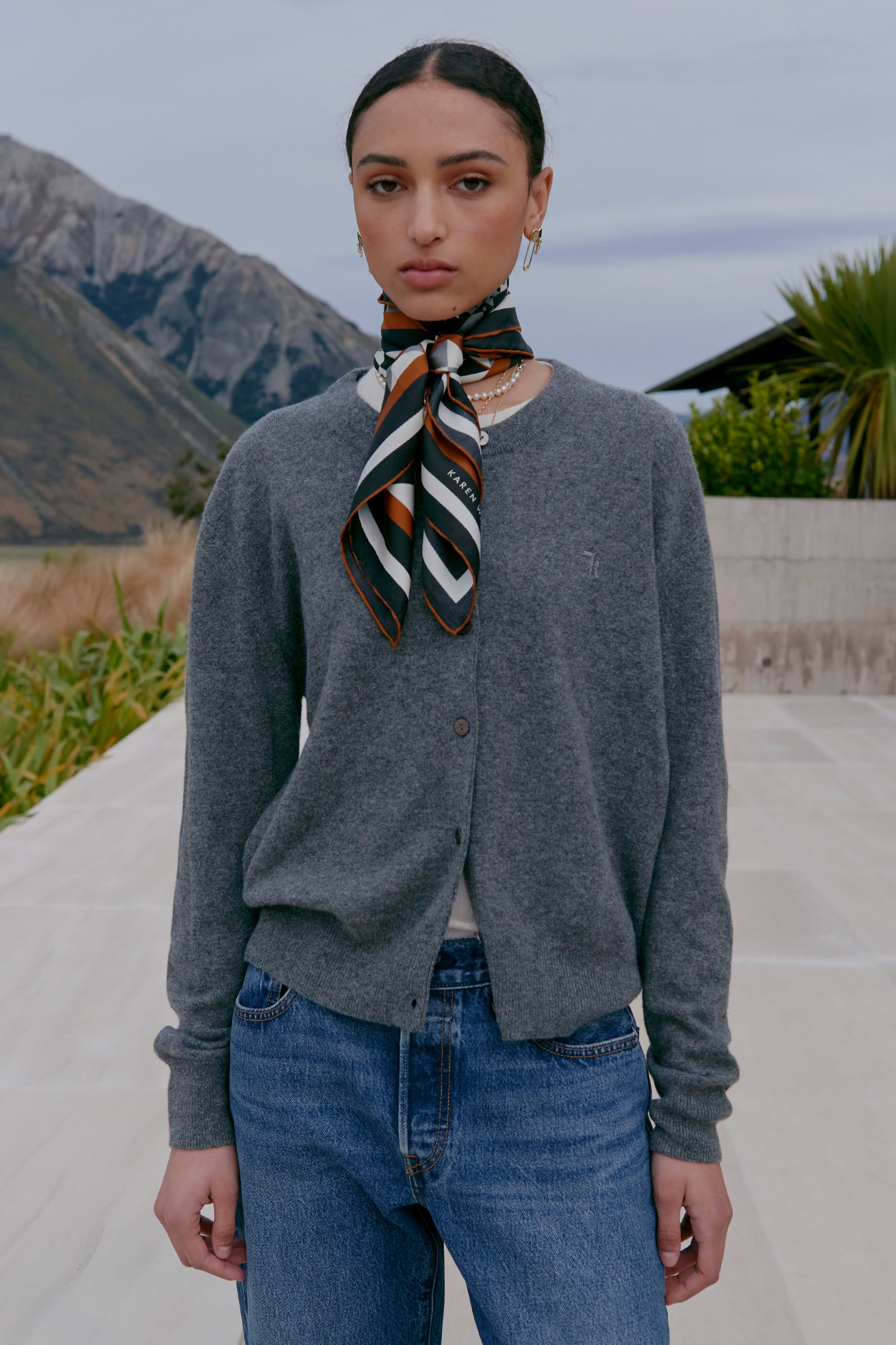 Karen Walker Posy Cashmere K Cardigan cardigan grigio