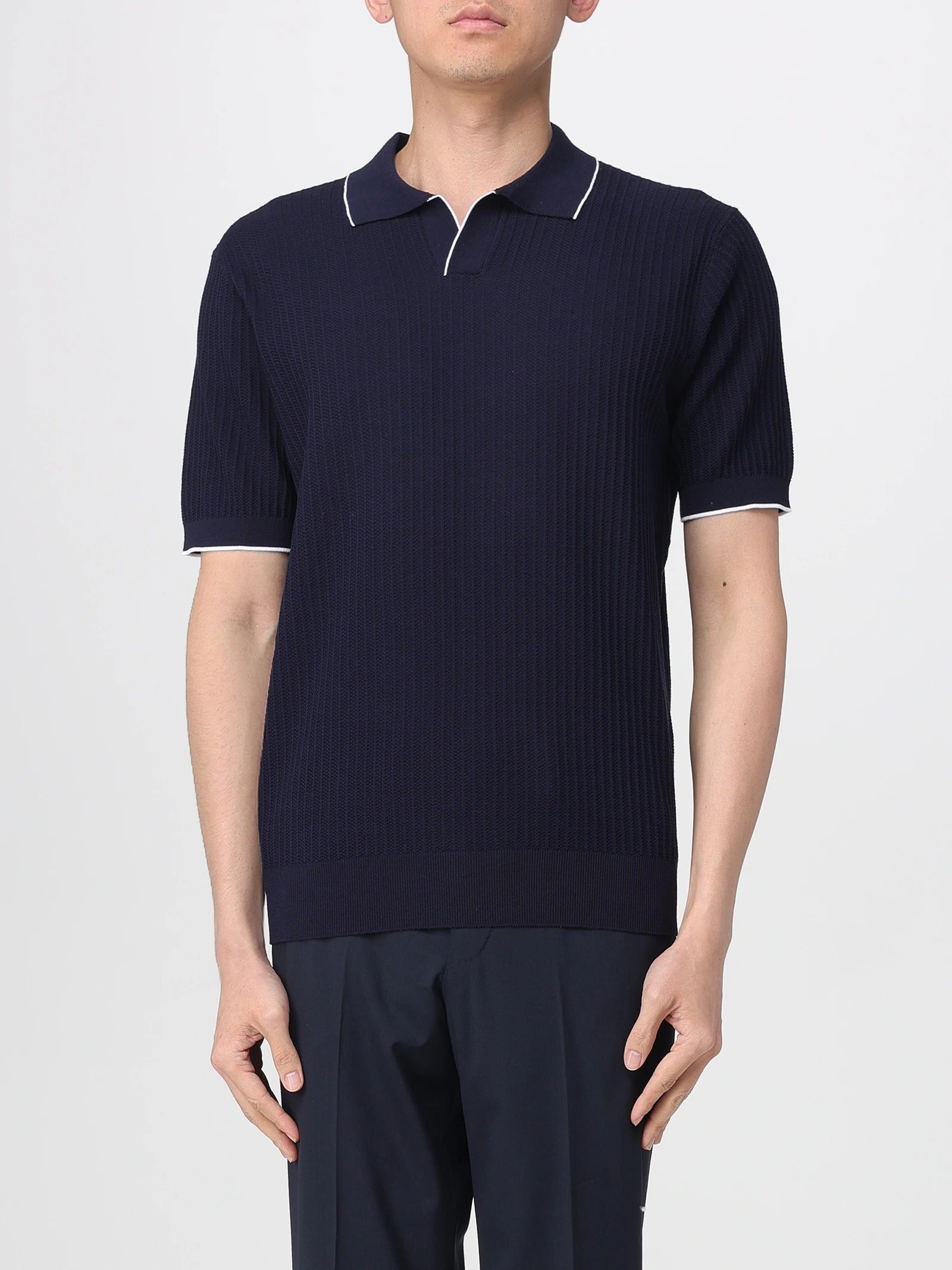 Kangra 3001 23 polo uomo cotone blu punto spirale