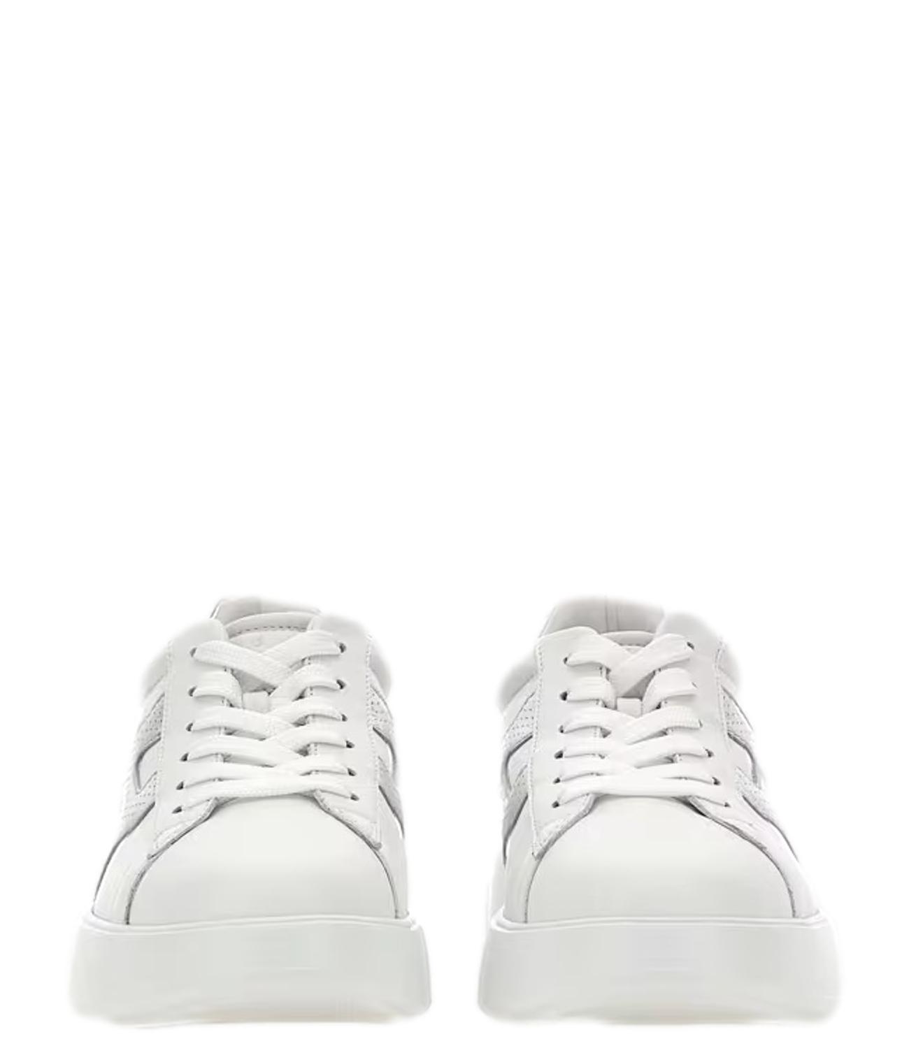 Hogan Rebel H562 Sneakers Donna Bianco Argento nappa