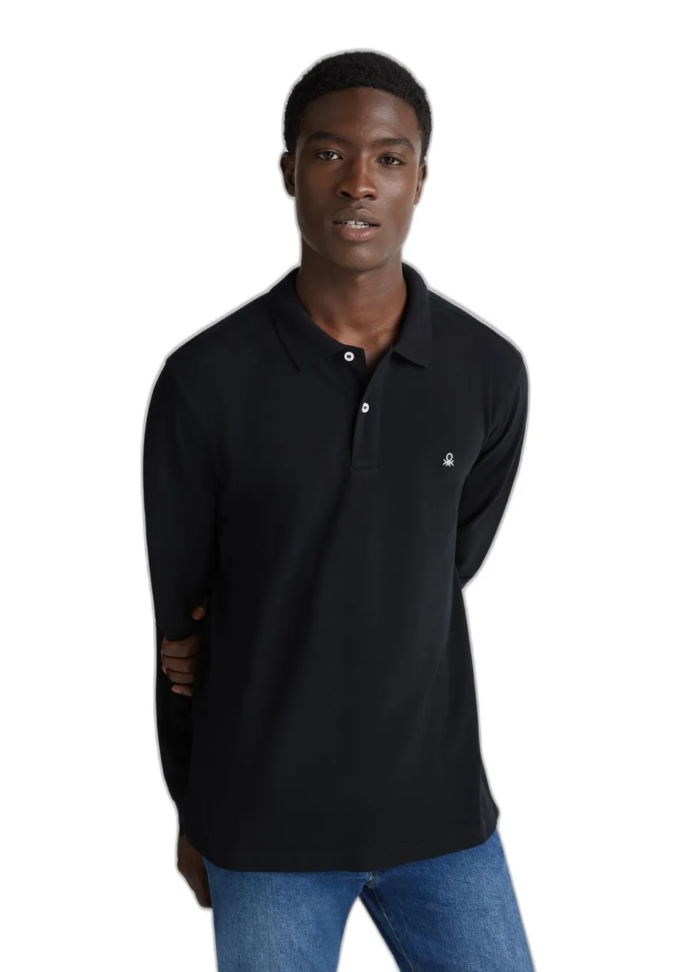 Benetton 3089j3204 polo uomo manica lunga tinta unita