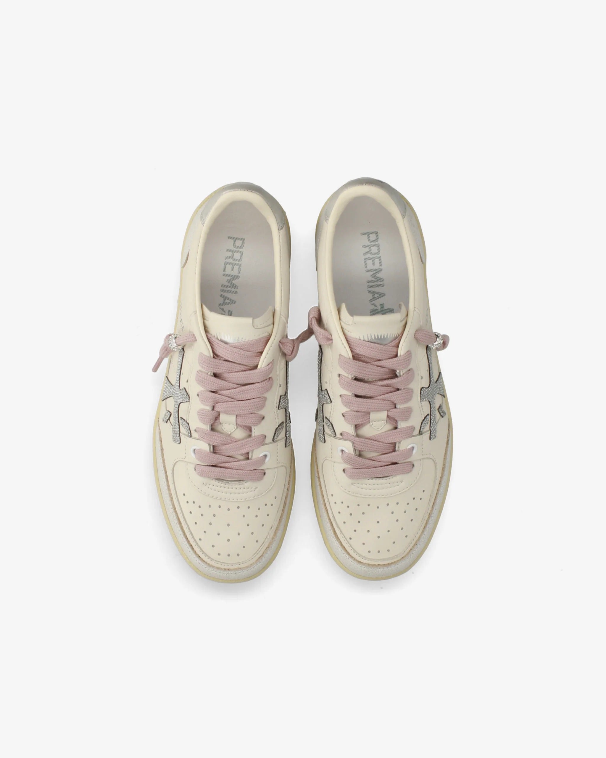 Premiata Bsktclay 8467 Sneakers Donna Bianco Grigio Rosa Pelle