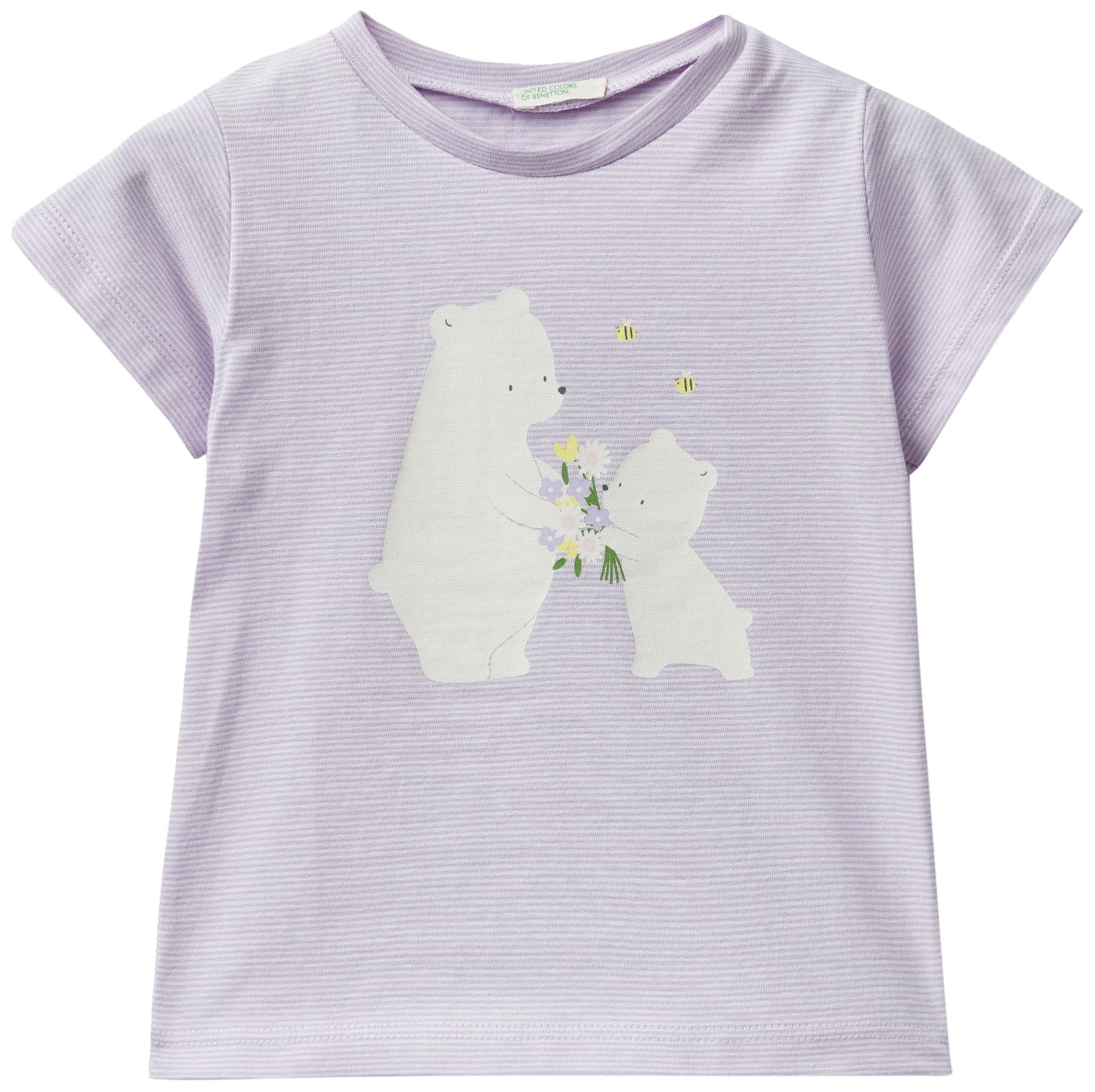 Benetton 3QFNA104E T-Shirt Bimba 74 Cotone con Stampa