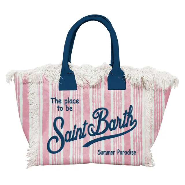 MC2 Saint Barth Colette 03475L borsa righe rosa canvas
