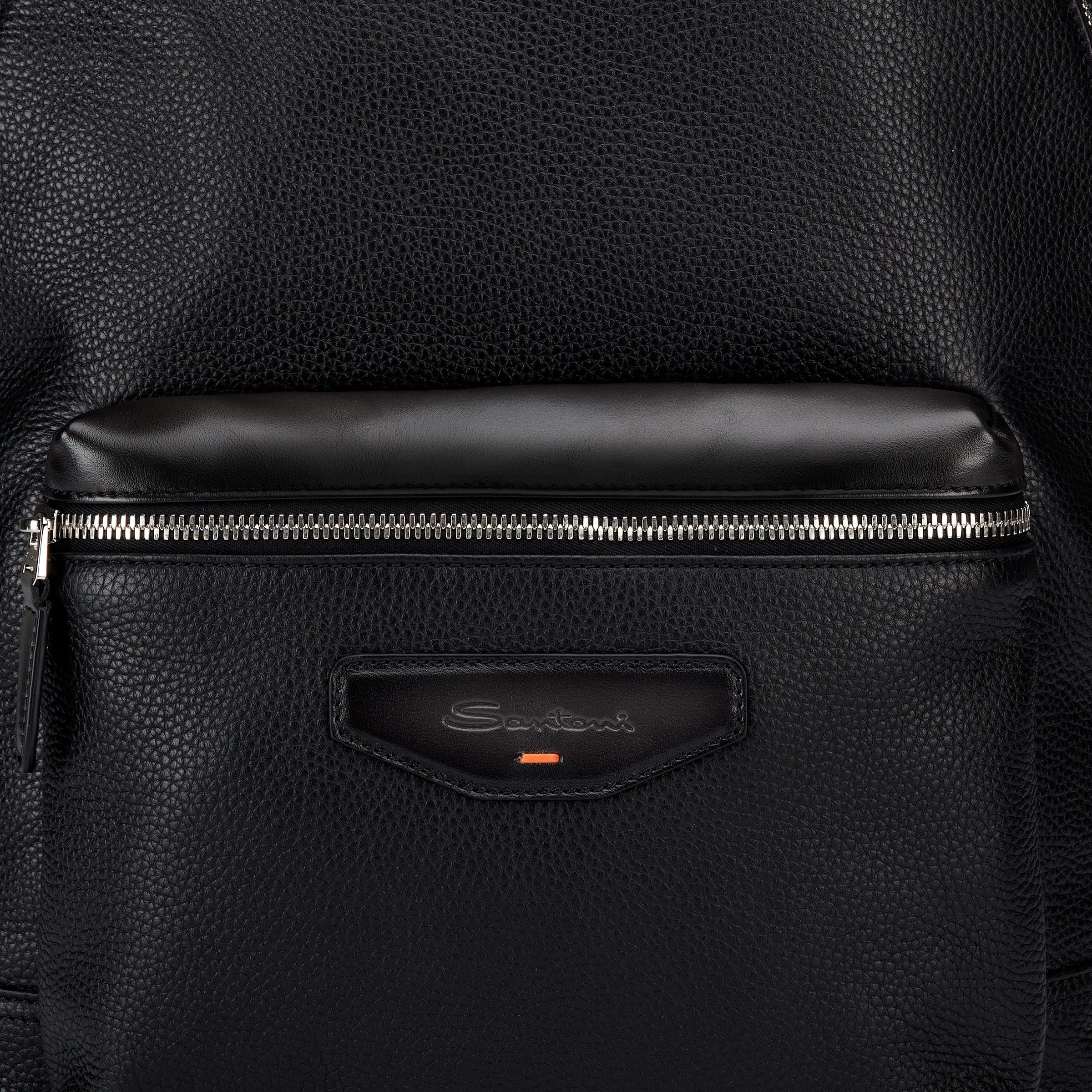 Santoni UIBBA3131TRA Zaino Pelle Martellata Nero Fumo