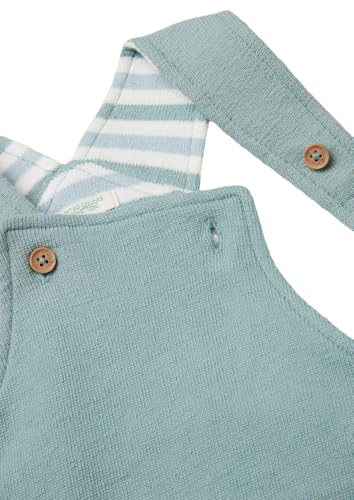 Benetton Bimbo Salopette Felpa Verde Bretelle Cotone Stretch