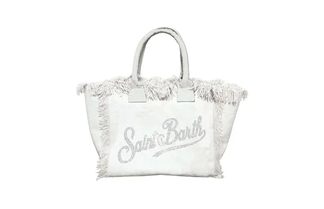 MC2 Saint Barth Vanity Mini borsa bianca strass canvas