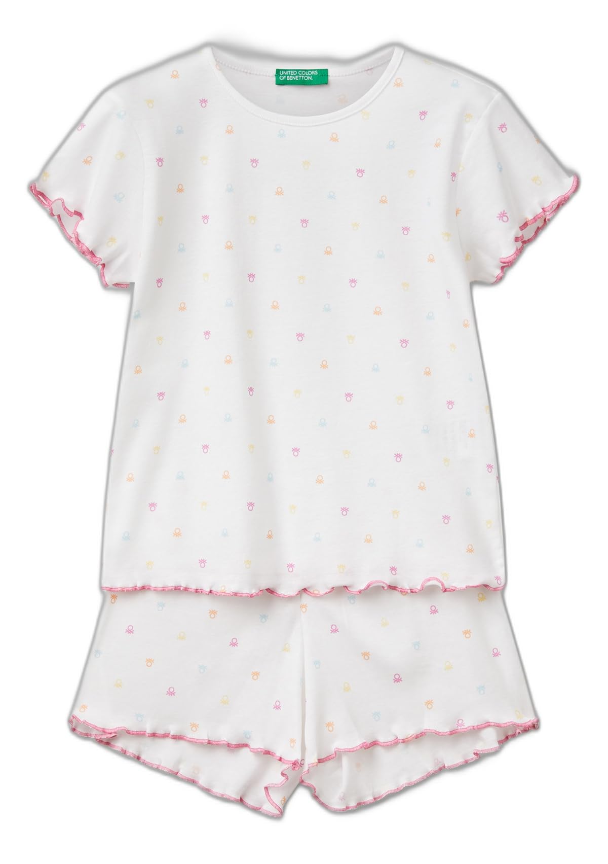 Benetton 33on0p08a pigiama bambina 90 t-shirt+short fantasia