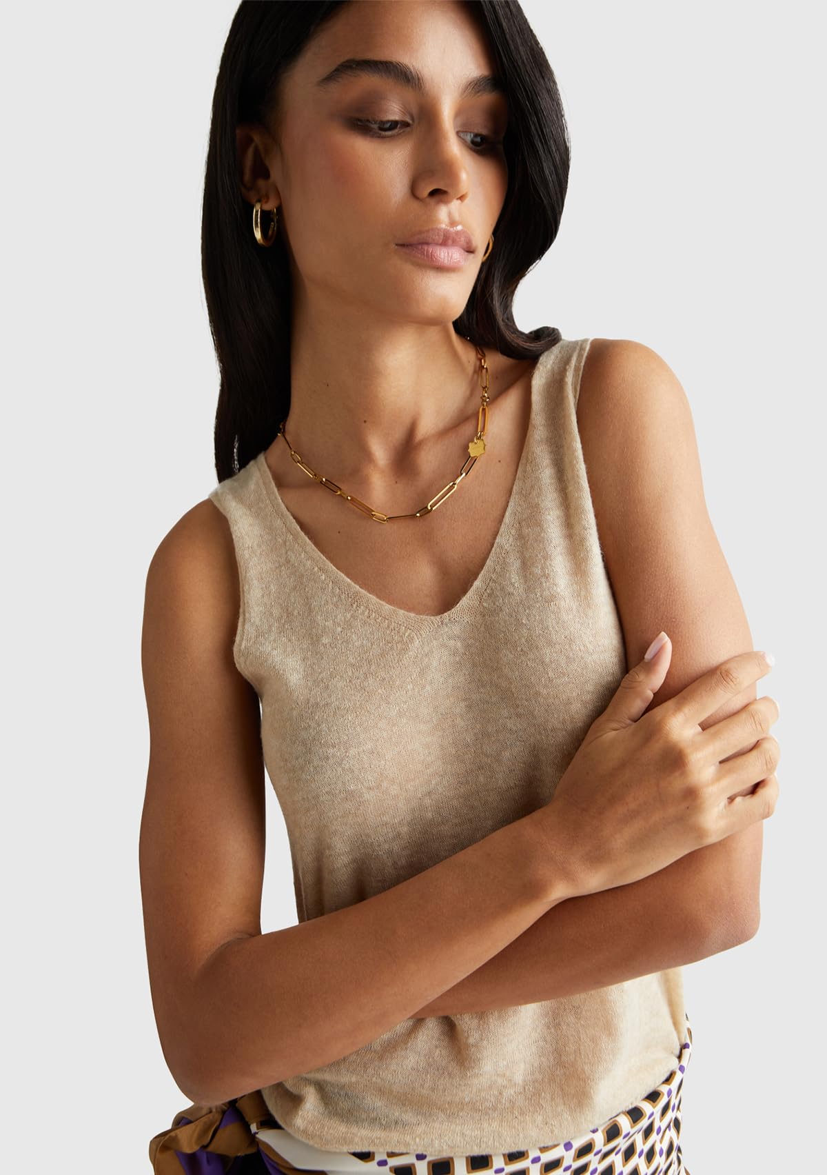Benetton Intimo 109pdh01f canotta donna beige reversibile