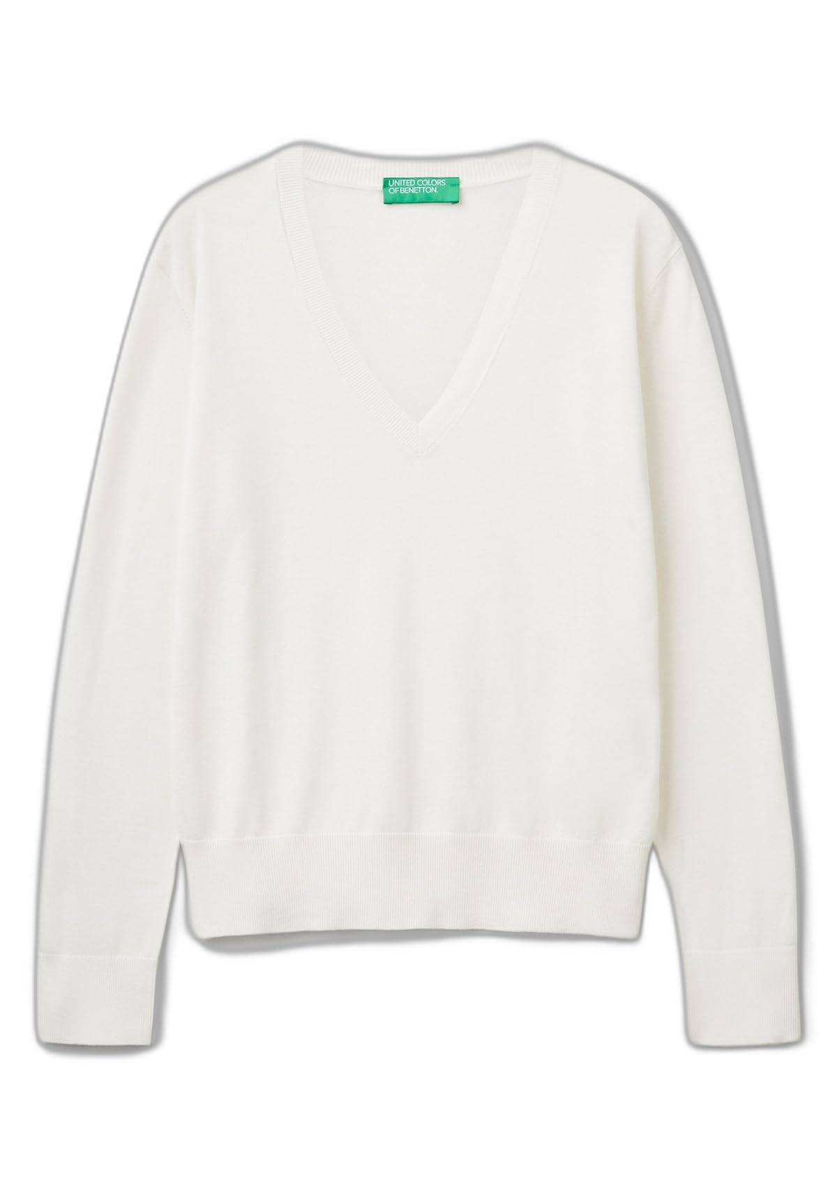 Benetton 1zred402l Maglione Donna Scollo V Nero
