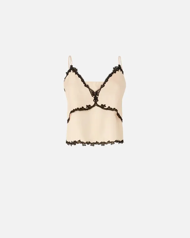 Pinko Canazei 106893 A3AV top donna cipria nero pizzo