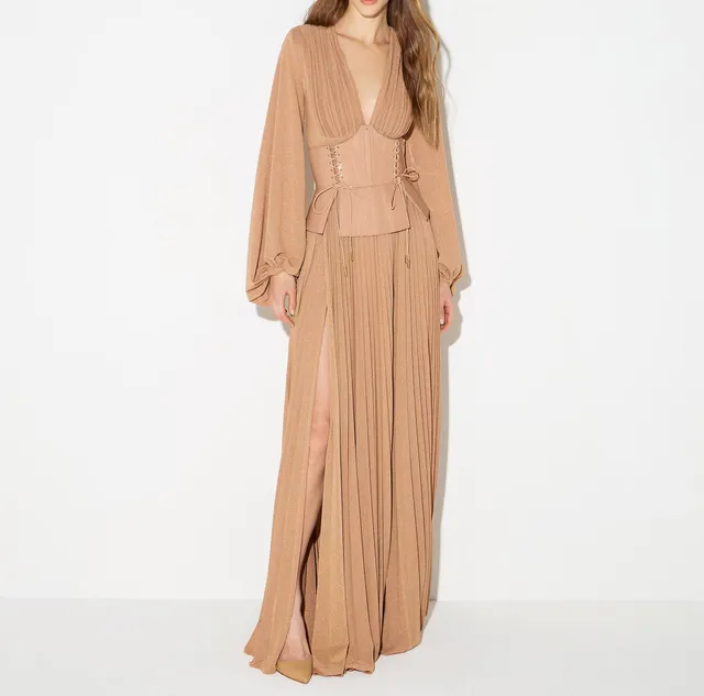 Elisabetta Franchi ABR1566E2 Abito Donna Suede Laminato