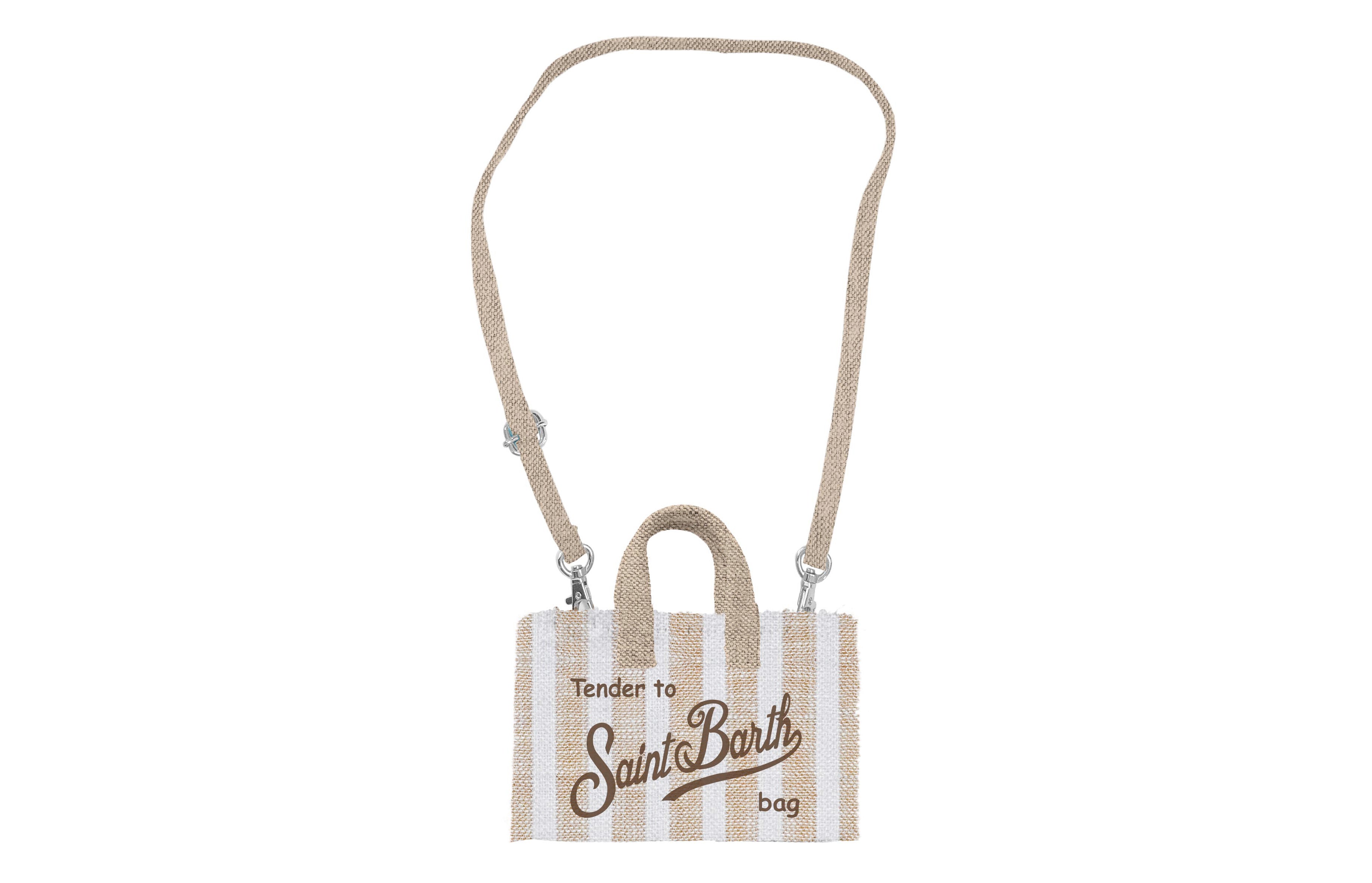 MC2 Saint Barth Phone Bag borsa donna Linen Stripes Beige