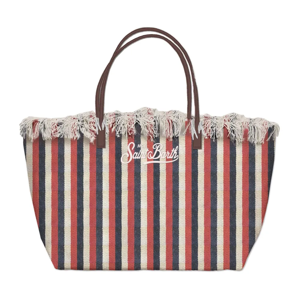 MC2 Saint Barth City Bag Fringe Mid 01108L Borsa Navy/Rosso