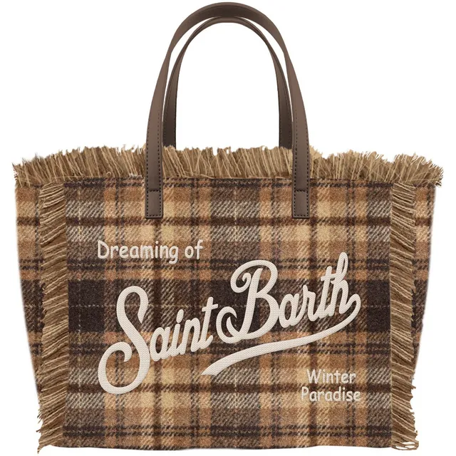 MC2 Saint Barth Vanity Wool 00470M Borsa Tartan Marrone