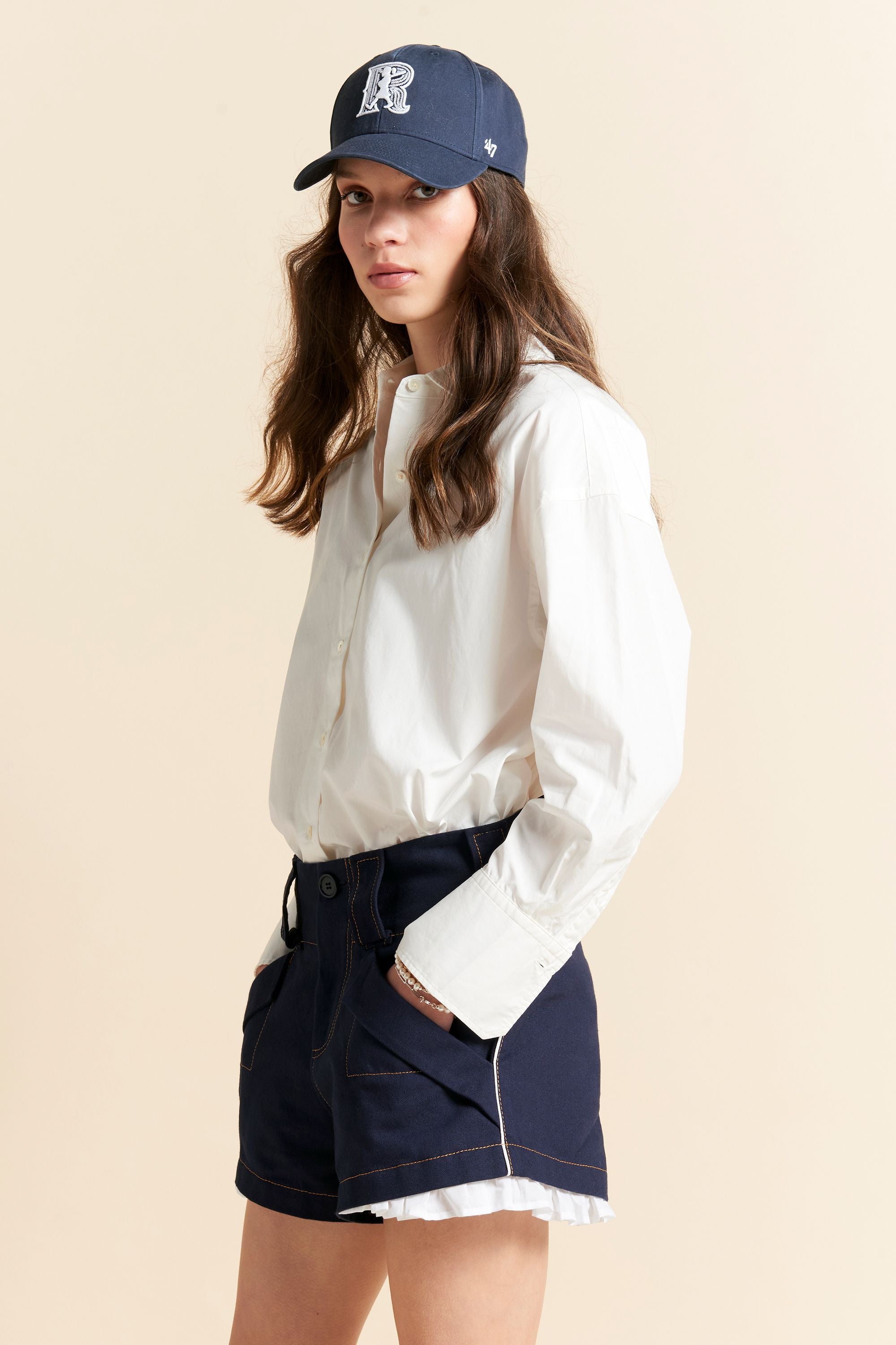 Karen Walker Harbour shorts cotone bio Navy