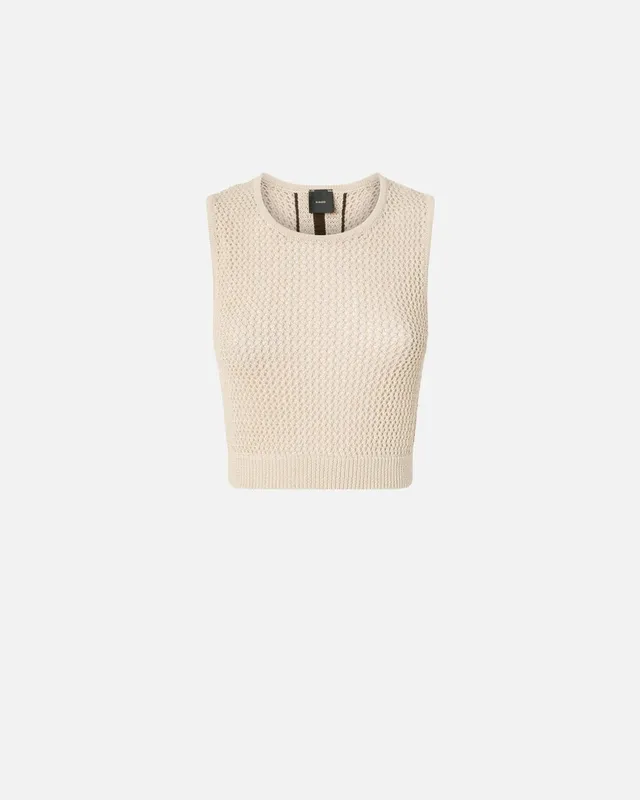 Pinko 106837 A3B4 top grigio ostrica rete cropped
