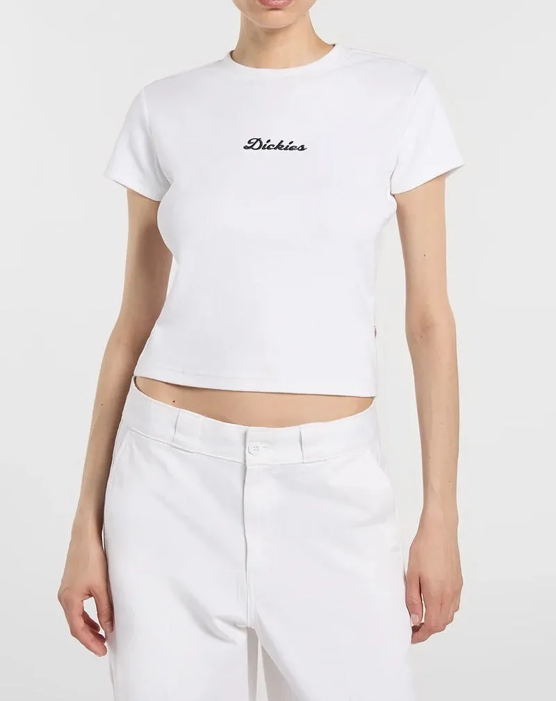 Dickies Wellsville DK0A88JT t-shirt donna bianca cotone
