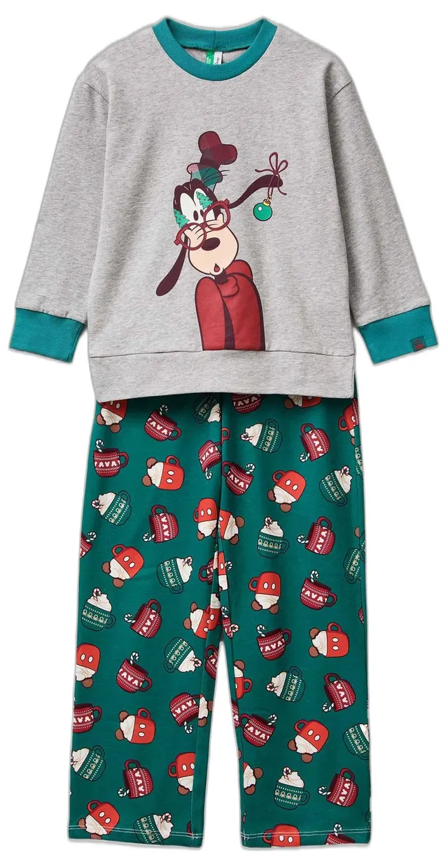 Benetton 3P050P09K Set Pigiama Bambini Grigio 90 Cotone