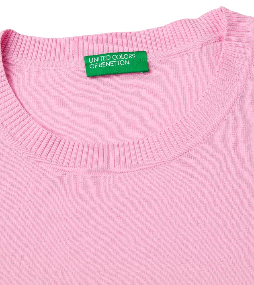 Benetton Maglia Donna Girocollo Manica Corta Tinta Unita