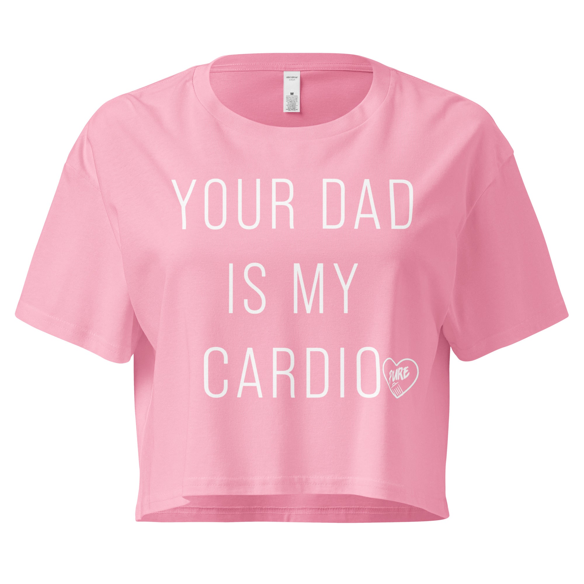 Pure Trash Your Dad is My Cardio top crop nero cotone