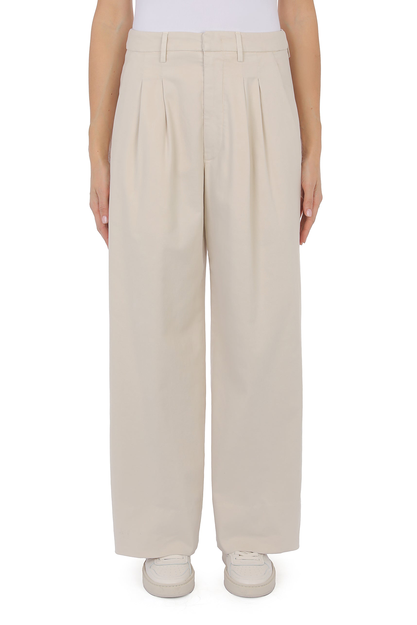 Dondup Eloise DP843 GSE043D pantalone avorio wide leg