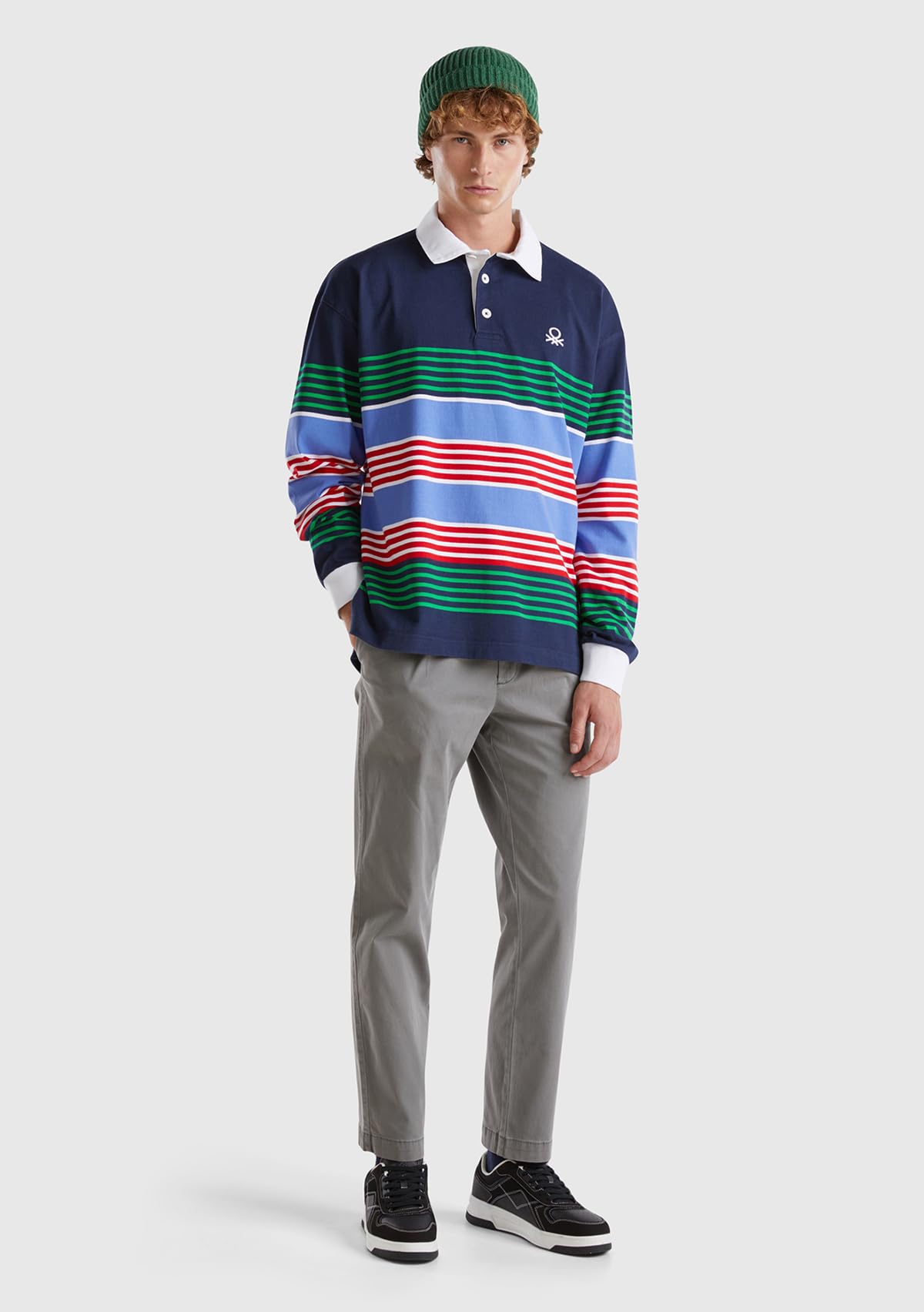 Benetton Polo Rugby Rigata Uomo XXL Manica Lunga