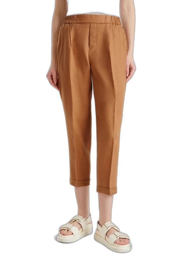 Benetton 4agh558x5 pantalone donna beige 193 tessuto classico