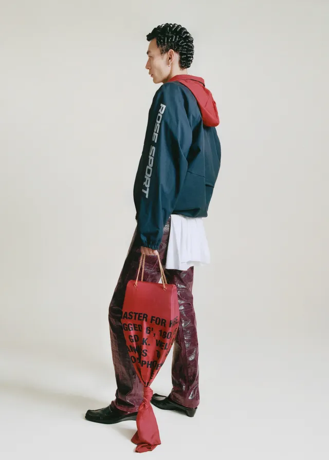 Martine Rose Anorak blu Navy giacca con cappuccio regular