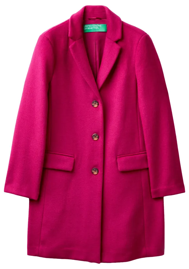 Benetton 2u62dn062 cappotto donna viola 36 panno lana