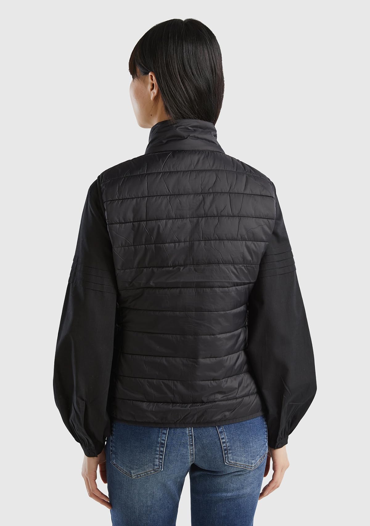 Benetton gilet donna imbottito con zip e tasche laterali