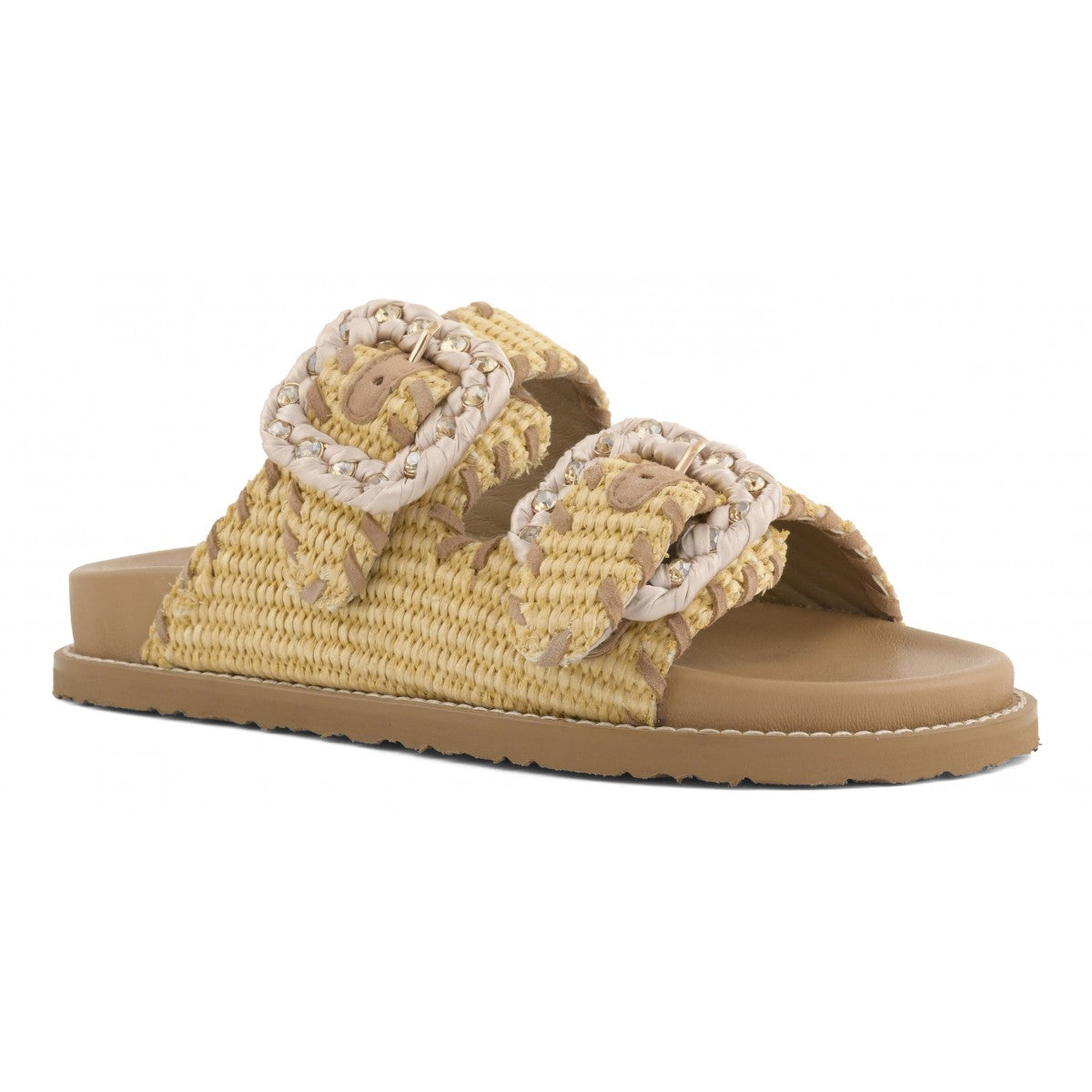 Coral Blue CB.K226 02 Sandalo Raffia Natural Pelle