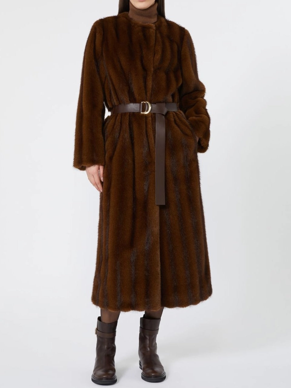 Max Mara Studio MSTORMA001 cappotto nocciola pelliccia