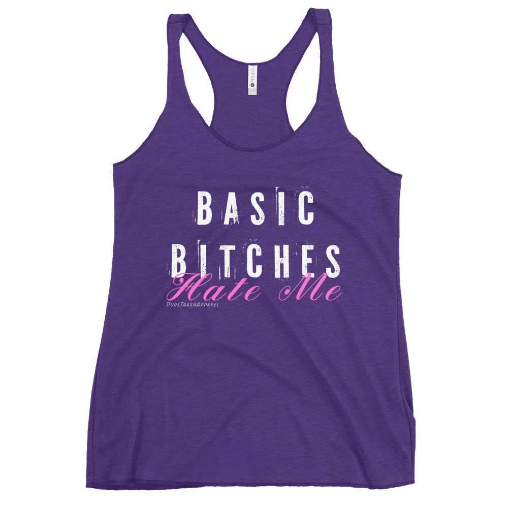 Pure Trash Basic Bitches Hate Me canottiera donna nera aderente