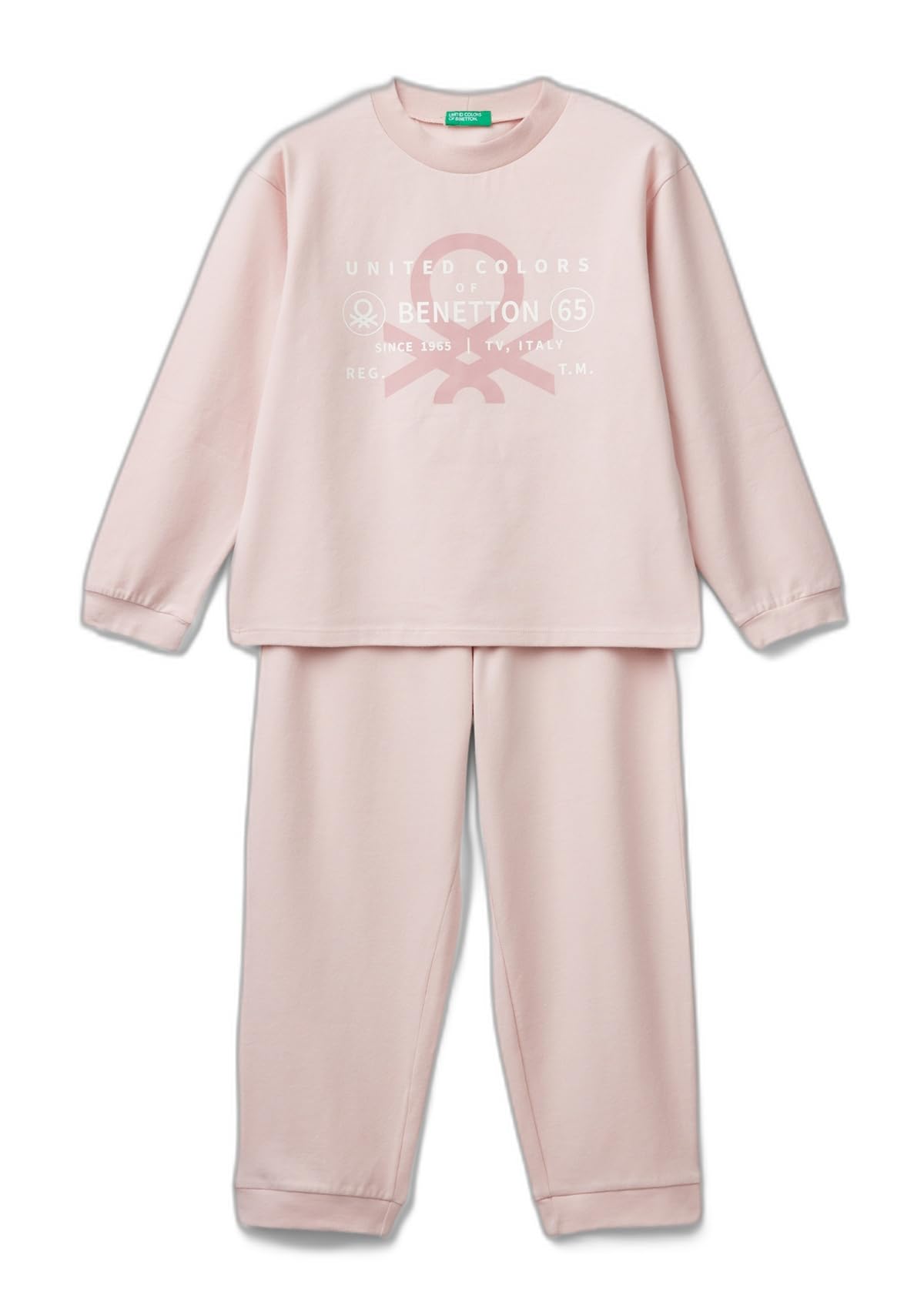 Benetton 3dke0p073 Pigiama Bambino Verde Stampa Logo
