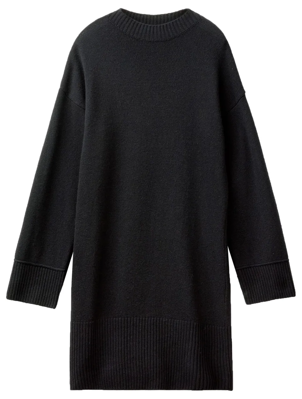 Benetton 1244dv022 Vestito Donna Grigio Collo Lupetto