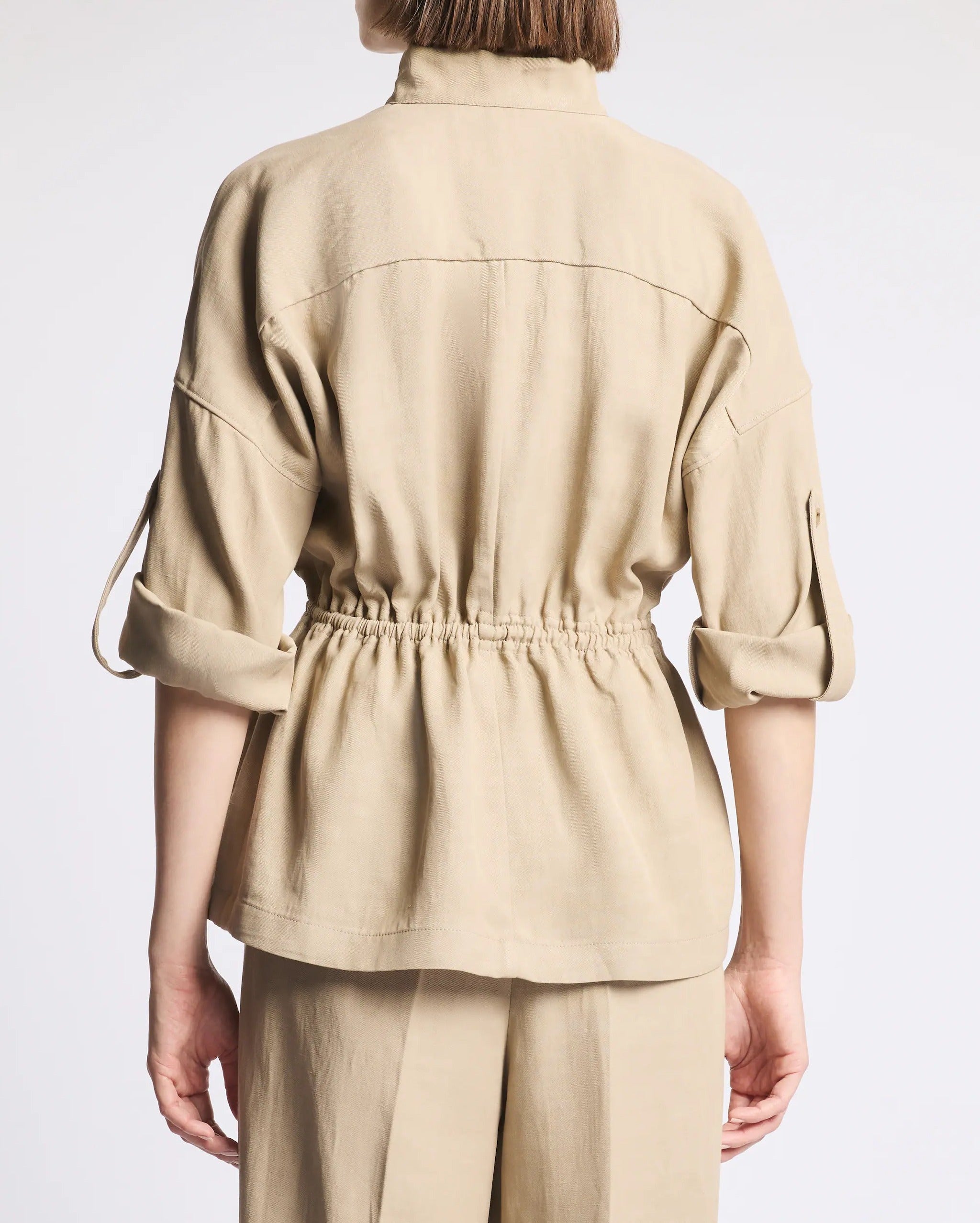 Fay NAW04525640ZD Giacca Sahariana Beige Lino