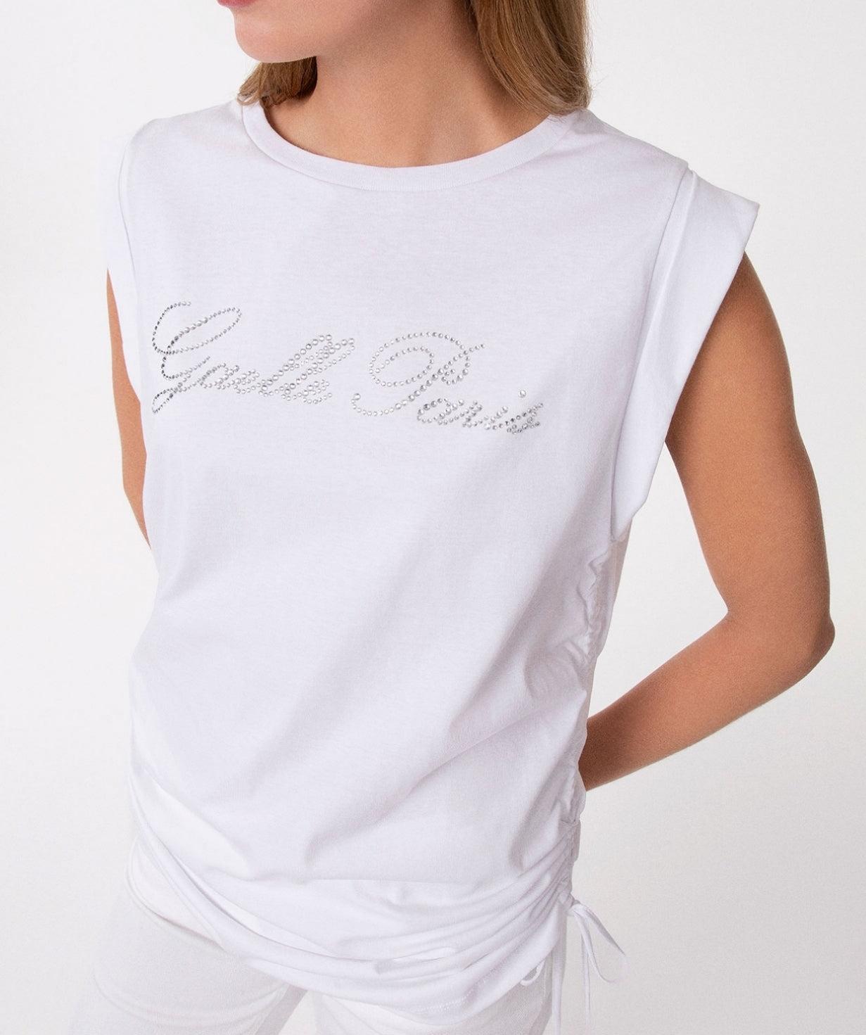 Gaelle Paris GAABW09369 T-Shirt Donna Bianco Strass Cotone