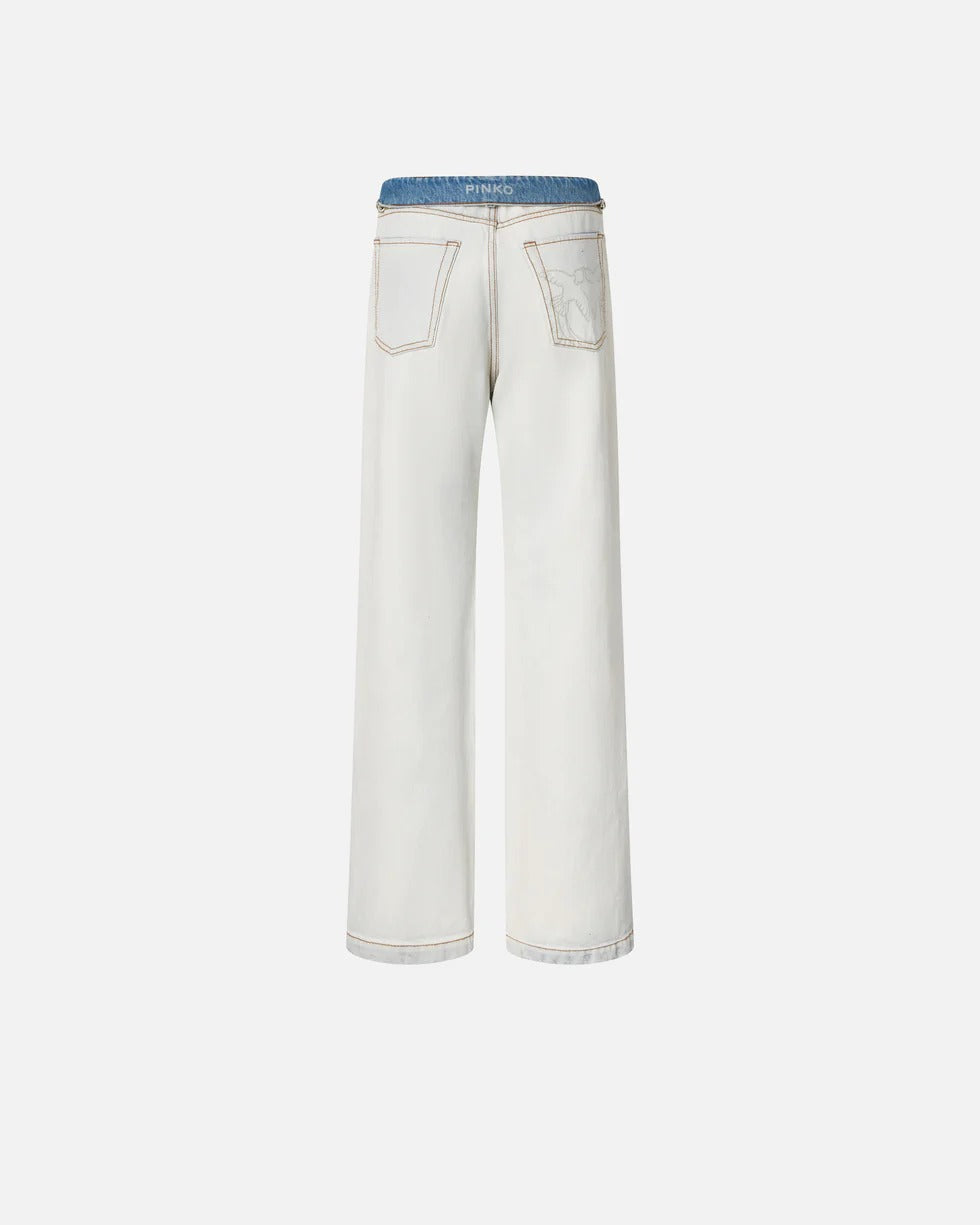 Pinko Wanda 106383 A34X Jeans Donna Azzurro Wide Leg