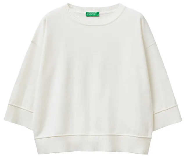 Benetton Maglieria maglione girocollo boxy manica 3/4