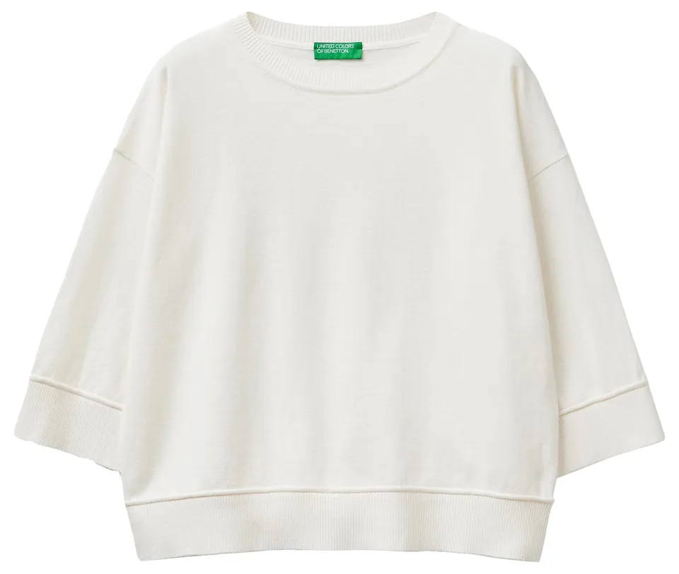 Benetton Maglieria maglione girocollo boxy manica 3/4
