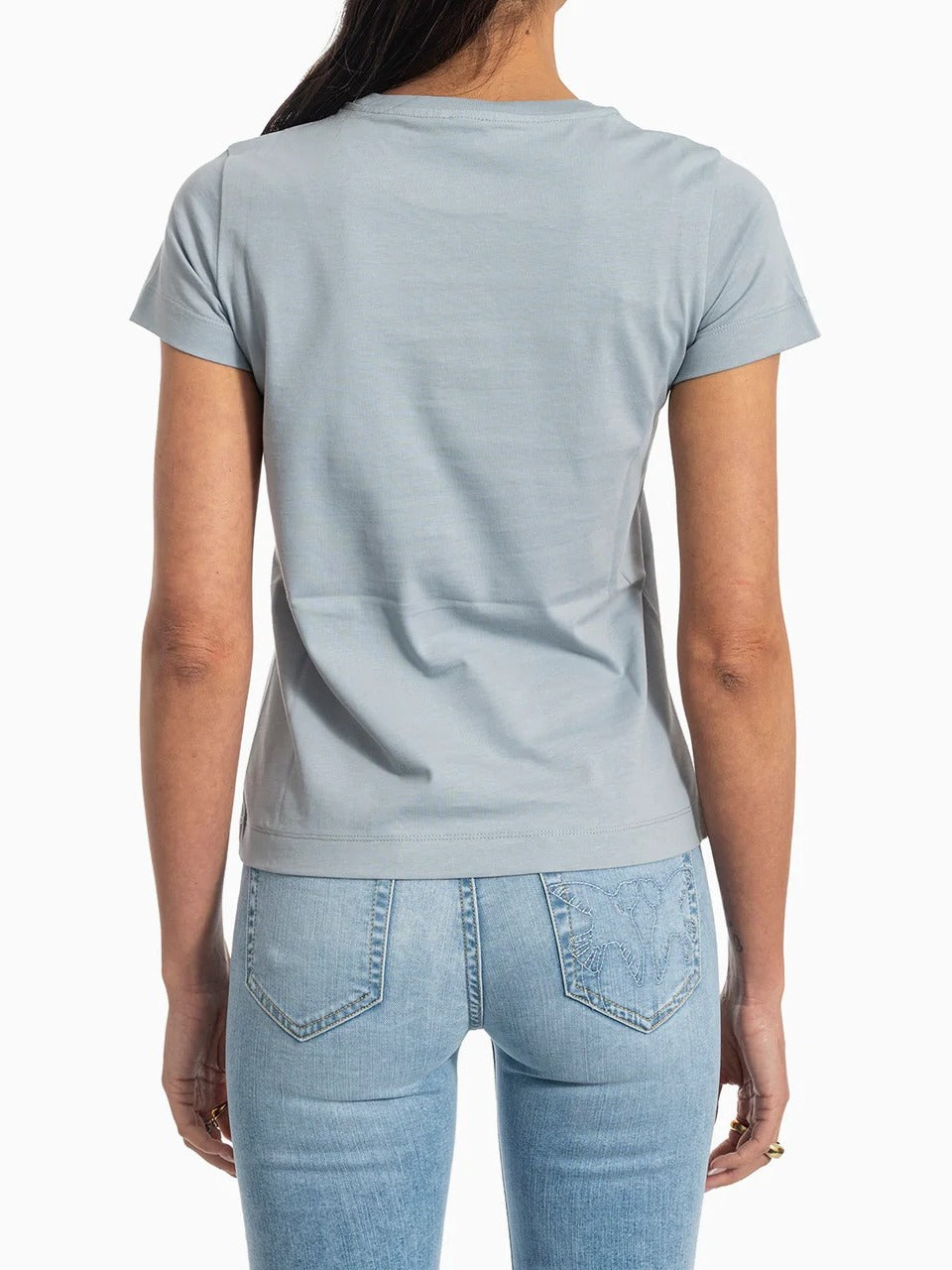 Pinko 100355 A339 T-Shirt Cotone Donna Azzurro Polvere