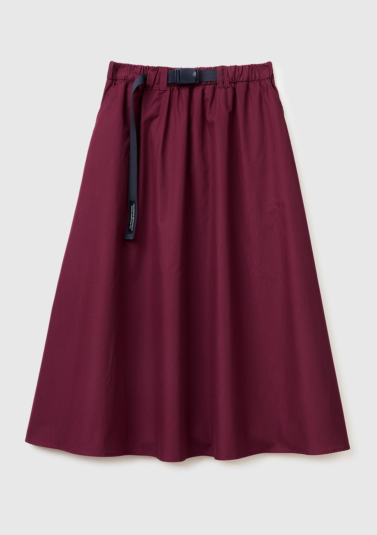 Benetton Gonna Midi Donna Tasche Vita Elasticizzata