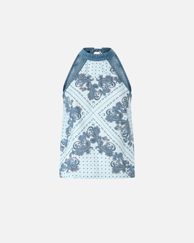 Pinko Zingarella 106413 top azzurro foulard denim