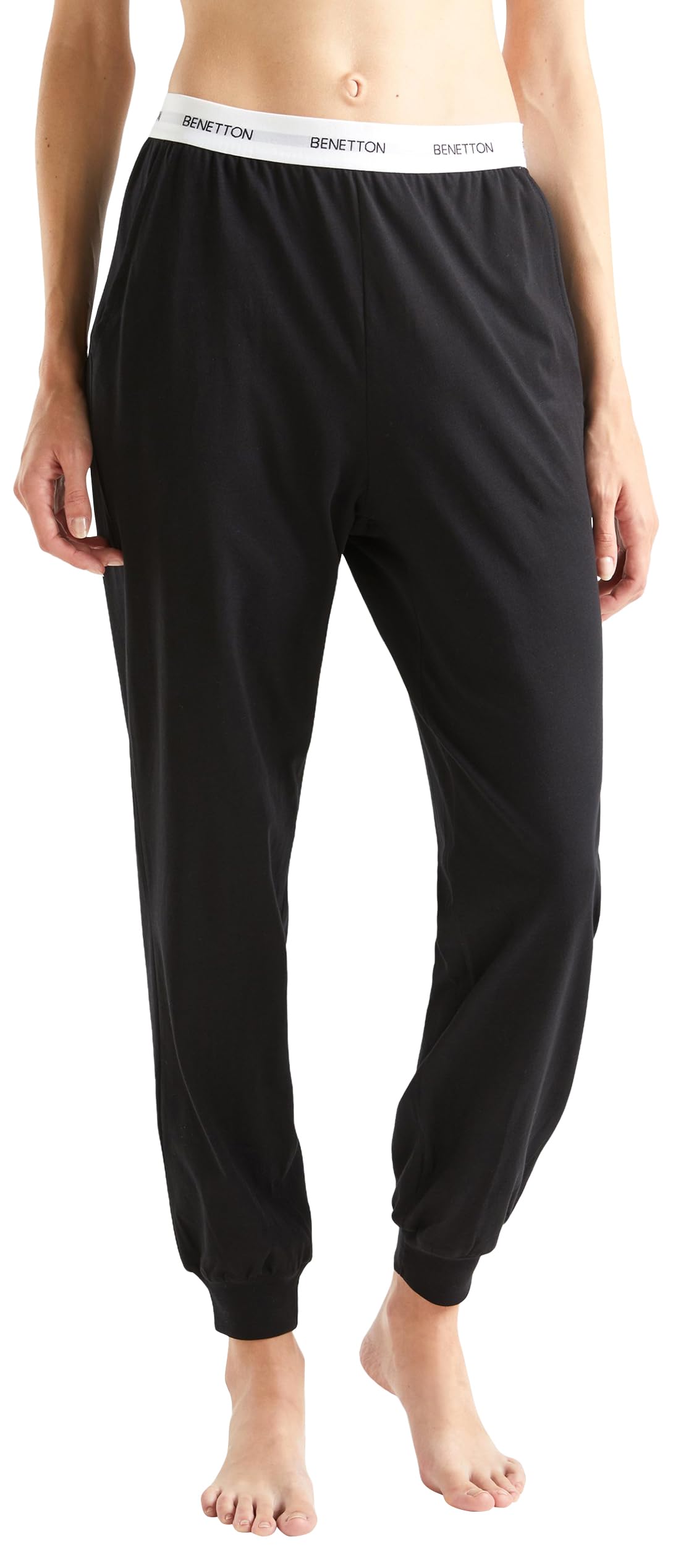 Benetton Pantalone Pigiama Donna lungo jersey con tasche