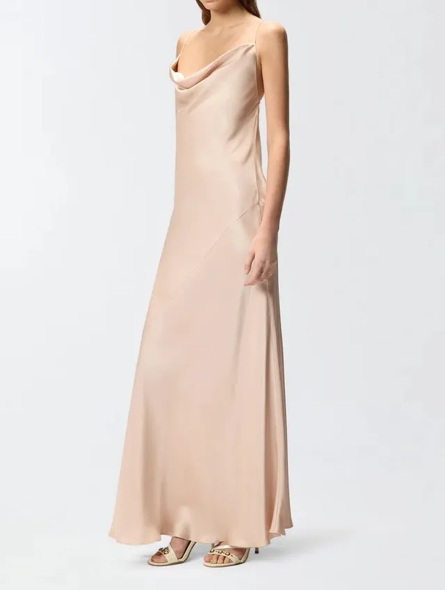 Pinko Farro 106587 A1Y5 abito lungo rosa satin