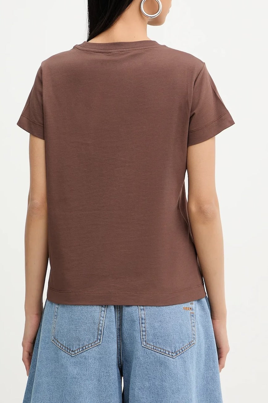 Pinko 100373 A34F T-Shirt Marrone Cotone Regular