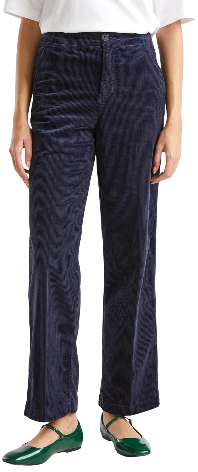 Benetton 4ha2df07i pantaloni donna blu velluto