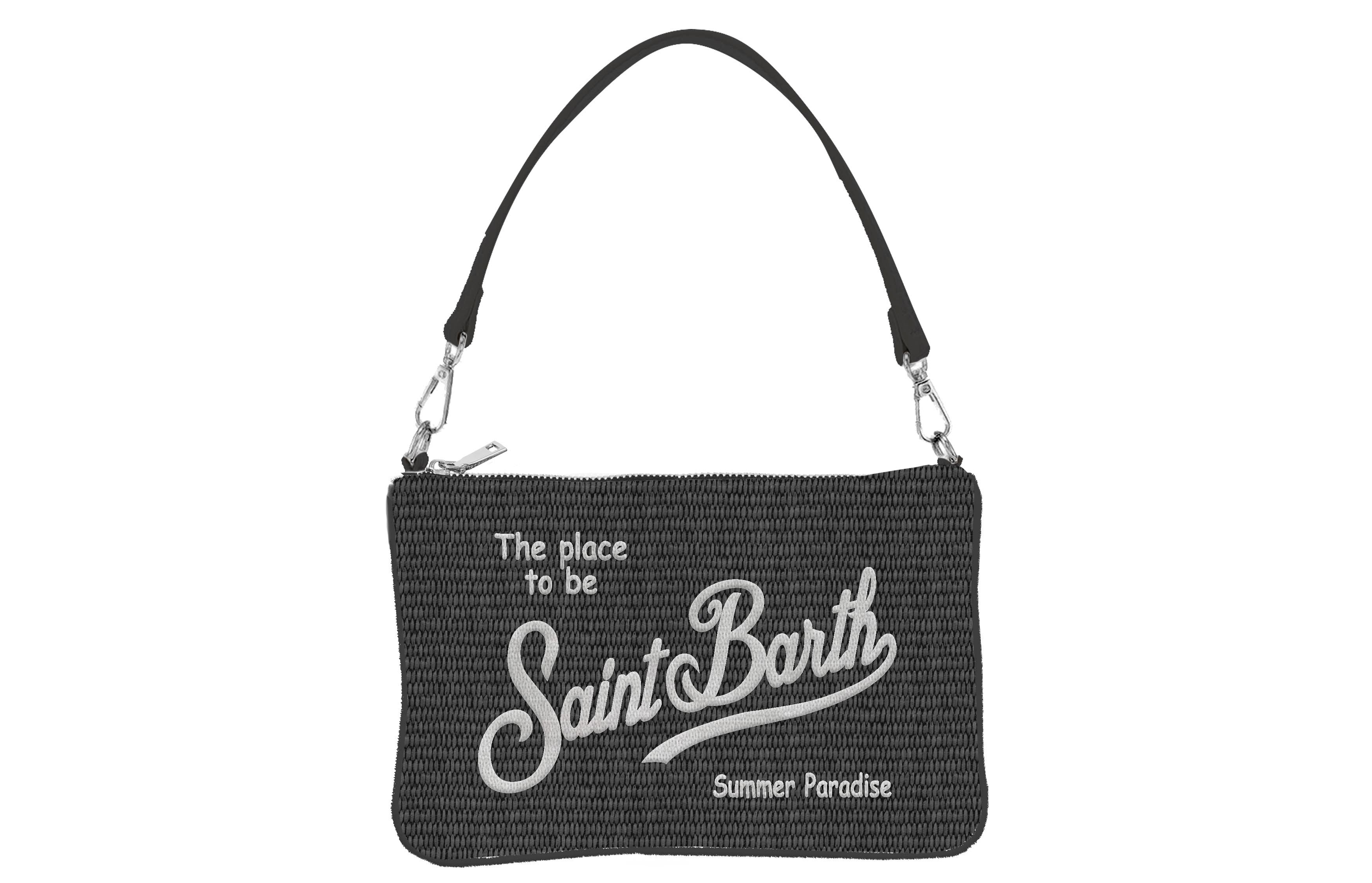MC2 Saint Barth Parisienne Mini Straw Pochette Nero Paglia